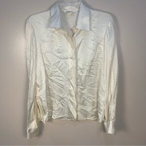 VTG Lloyd Williams 100% Silk Textured Cream Long Sleeve Capsule Blouse